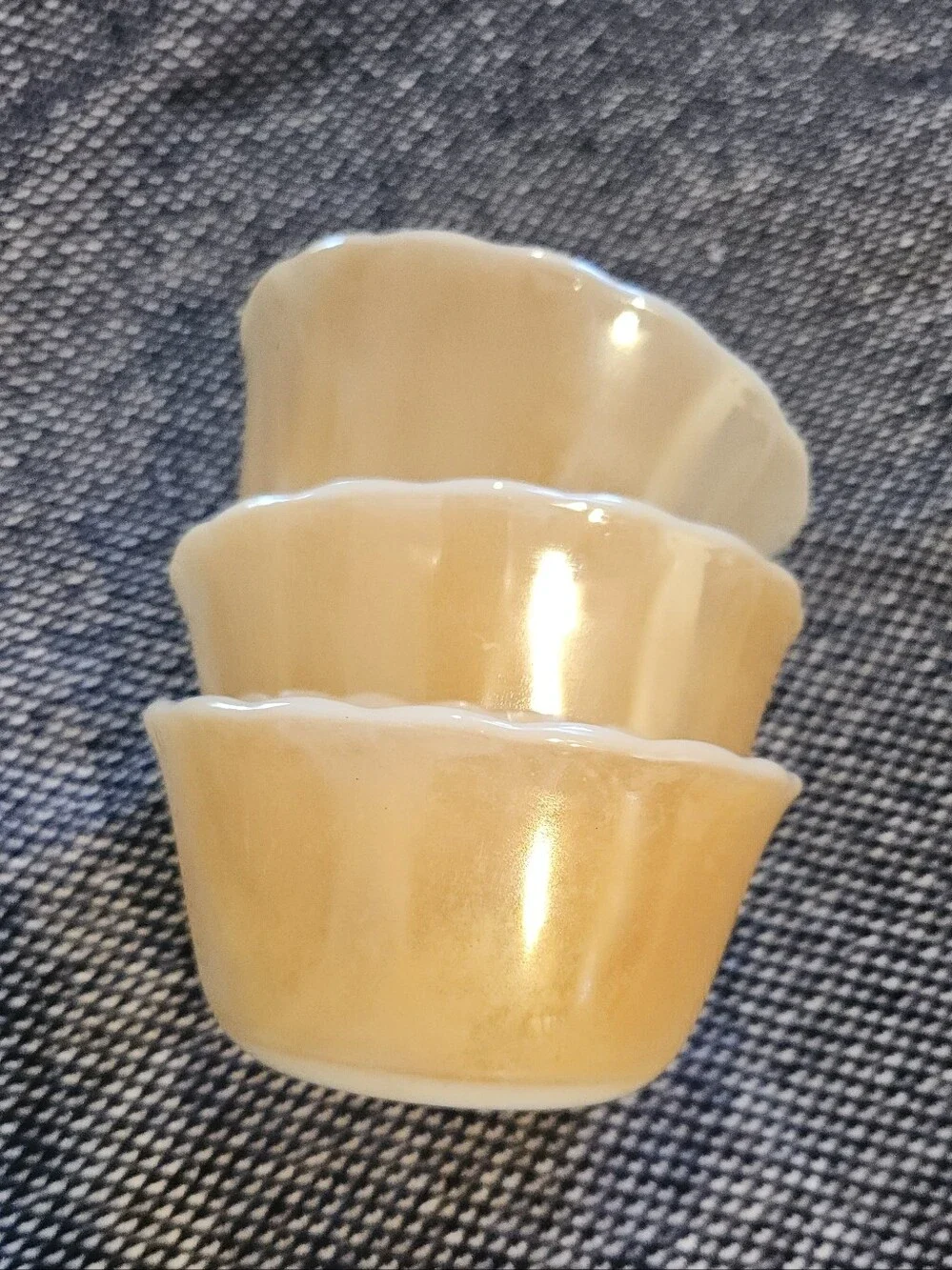 Vintage Fire King Peach Lustre Bowls 6 oz, Set of 3